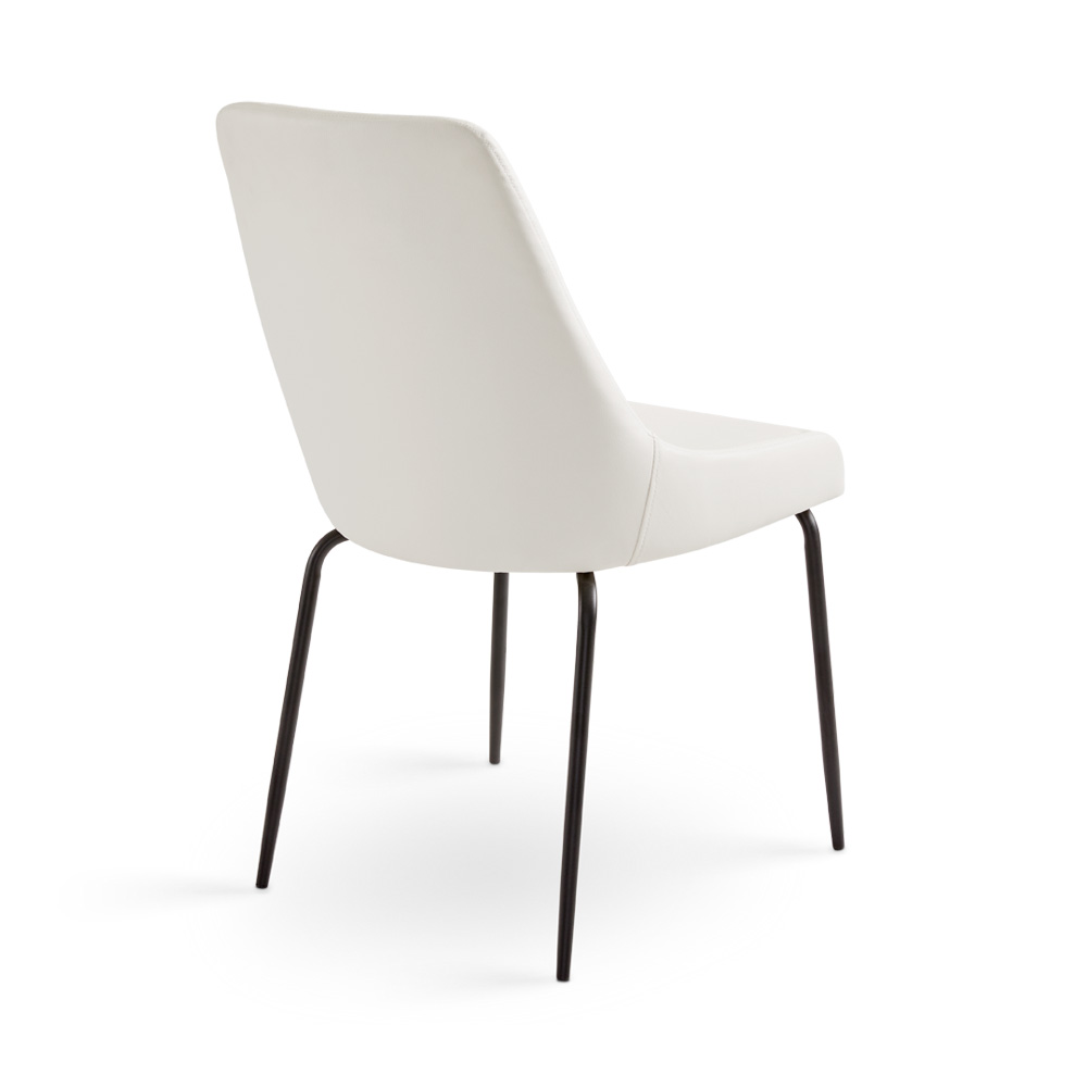 Moira Black Dining Chair: White Leatherette